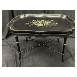 English Tole Tray Coffee Table Hand Painted Floral