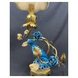Gilted Candelabra w/Blue Porcelain Bird & Roses 1