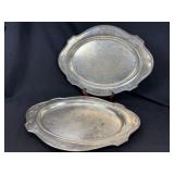 Pair Large 18' Sterling Serving Trays 87.29 t.oz