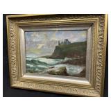 Oil onCanvas English Coastal Seascape CastleCliffs