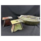 Raku Pottery Center Bowl Trencher & 2 Candlesticks