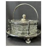 Sheffield Cut Crystal & Silver Lidded Round Dish
