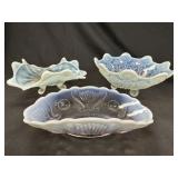 3 EAPG Jefferson/Northwood Opalescent Footed Bowls