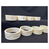Bone French Ivory 8 pc Vintage Napkin Holder Rings