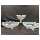 Opalescent Jefferson Glass Compote & Two 8' Bowls