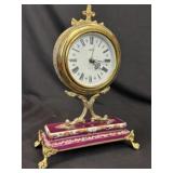 Porcelain Gilt Ormolu Wind-Up Alarm Clock Ritz ACF