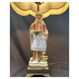 Porcelain Handpainted Sultan Figurine Accent Lamp