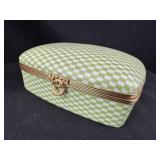 Limoges Green Checked Hinged Trinket Box