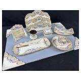 Rare 10 pc Lenox Porcelain Floral & Bows Desk Set