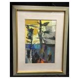 Edward Betts Signed Abstract Colorful Oil on Board