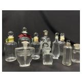 10pc Lot Clear Glass Novelty Bottles w/ Stoppers