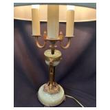 Striking Green Onyx Brass Bouillotte Accent Lamp