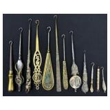 Ornate Mixed Metal Antique Button Hooks 12pc Lot