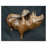 Wrought Iron Flying Pig Coin Bank Folk Art Sculptu
