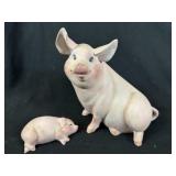 Adorable Vintage Ceramic Mother Pig &PigletFigures
