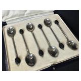 Sterling Coffee Bean Demitasse Spoons Set OrigBox