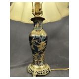 Chinese Export Black Glaze Gilt Vase Table Lamp