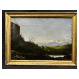 1860's Oil on Canvas Mountain Lake Landscape