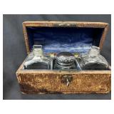 Antique Cut Crystal Vanity Bottle Set (3) in Case