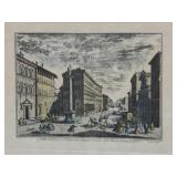 G.Zocchi Handcolored Etching Piazza Santa Trinita