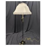 Black & Gilt Column Floor Lamp w/Ormolu/ Claw Feet