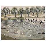 1947 Bronx Park Folk Art Oil Signed C. Graef, NYC
