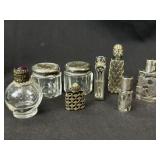 Silver & Glass Miniature Perfume Bottles 8pc Lot