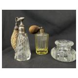 Elegant Crystal Vanity Bottles w/ Atomizer 3pc Lot