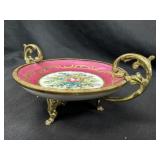 Sevres Handpainted Porcelain & Ormolu Trinket Dish