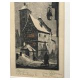 Signed Engraving Plonlein Rothenburg Germany