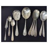 10 Repousse Sterling Silver Flatware & Serving Pcs