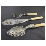 Elegant Pierced Fish Server, Fork & Hinged Server