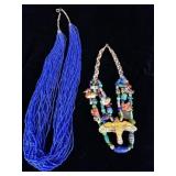 2 Unique & Whimsical Multi-strand Beaded Necklaces