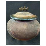 Jose Drouin Raku Pottery Hand-Sculpted Lidded Urn