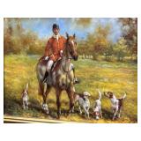 Signed Oil on Board Equestrian Hunt Scene Painting