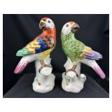 Pr Handpainted Porcelain Rainbow Parrots ChelseaHo