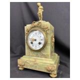 Japy Freres French Mantel Clock Green Onyx Ormolu