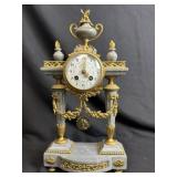 Le Roy Paris Portico Mantel Clock Marble & Ormolu
