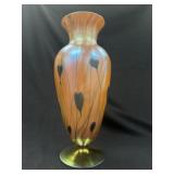 Rare Durand Iridescent Art Glass Vase Heart & Vine