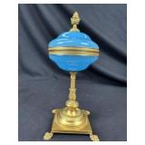 Rare French Blue Opaline Brass Ormolu LiddedVessel