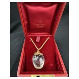 18k Steuben Glass Strawberry Pendant Necklace w/