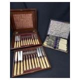 Silver & Celluloid Fork & Knife Sets for 18 People