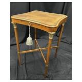 Regency-Style Square Tea Table w/ Glass Top & Tray