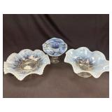 3 EAPG Dugan Glass & Northwood Vase & Bowls