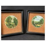 Pair English Enamel Miniature Landscape Paintings