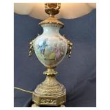 French Brass & Porcelain Urn Lamp 2 of 2