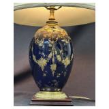 Limoges Style Cobalt Gilded Floral Table Lamp