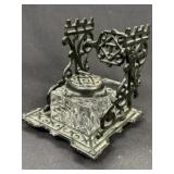 Tatum's Standard Inkwell Cast Iron& Crystal Gothic