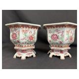 Chinese Export Famille Rose Porcelain Planter Pair
