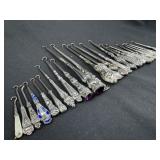 Collection of Sterling Silver Button Hooks 25pcs